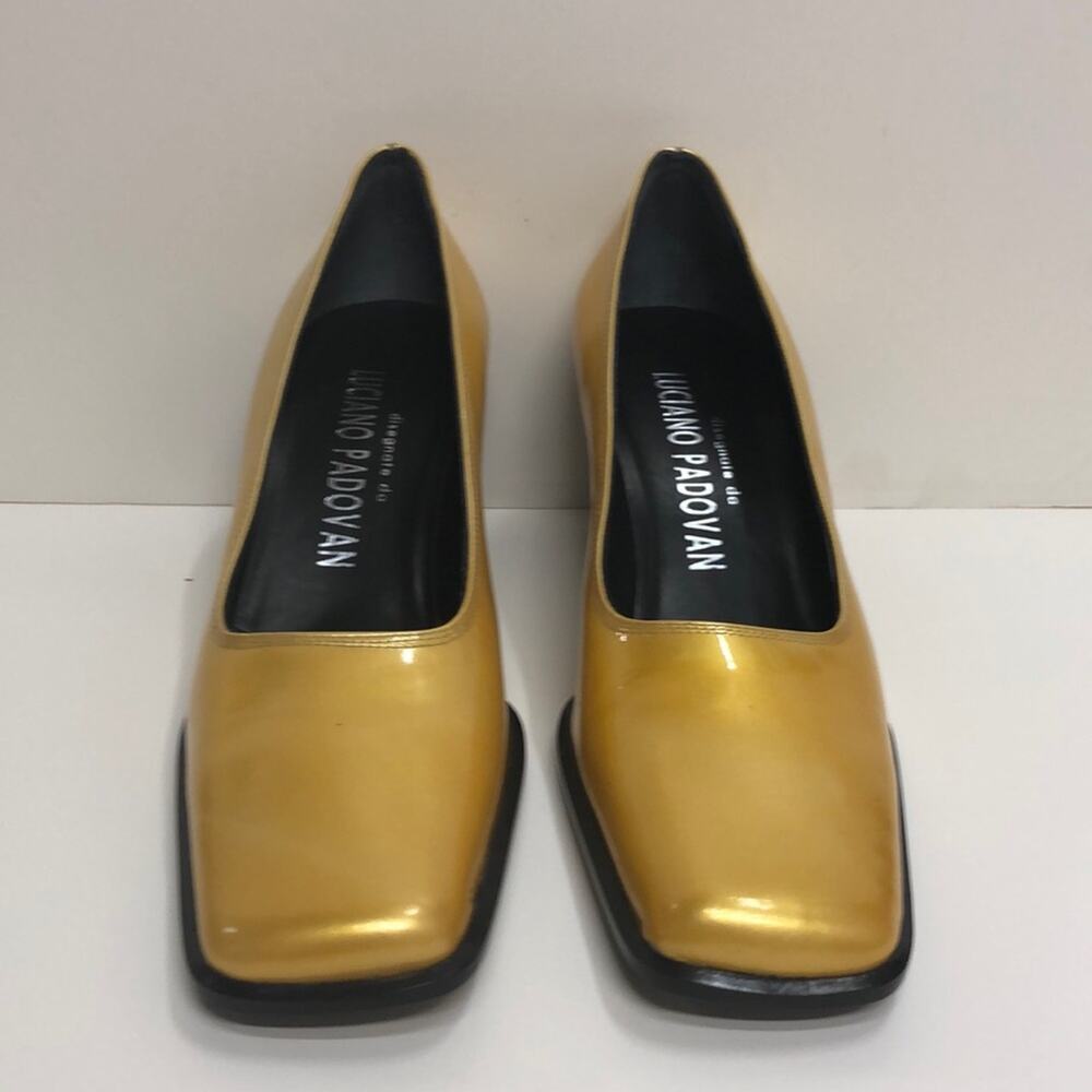 Luciano Padovan Made in Italy Metallic Yellow Heel